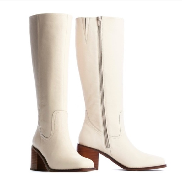 Brand New Knee High Retro Leather Boot in Bone from Portland Leather Patina - Picture 3 of 8